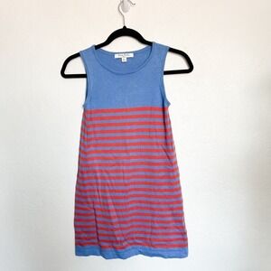 Brooks Brother Fleece Stripe Knit Sleeveless Dress Girls Large 10 Blue Red